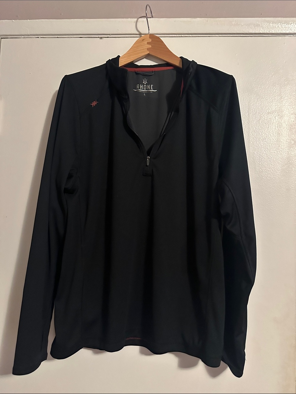 RHONE Black Quarter-Zip Long Sleeved Top